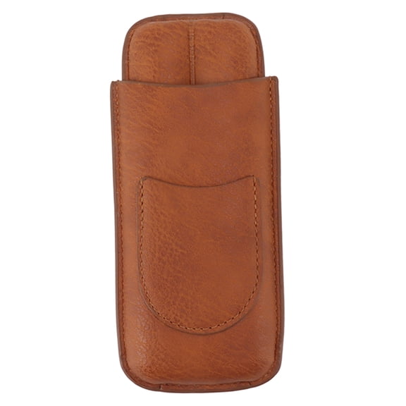 BIMZUC Portable Leather Cigar Carrying Case Humidor Holder Small Travel Storage, Holds 2 Cigars, 7.1 in / 18 cm