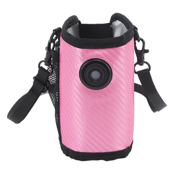 BIMZUC Portable Milk Bottle Warmer Bag with Smart LED Digital Display and Constant Heat Insulation 23-Level Adjustable Temperature Travel Feeding Cover for Home Car and Stroller, Vibrant Rose Red