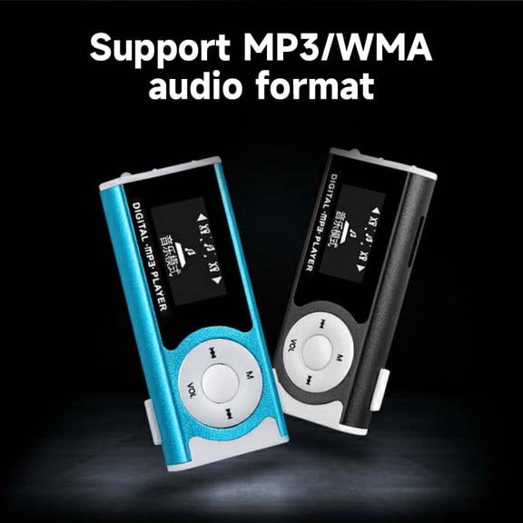 BIMZUC Portable Mini MP3 Music Player Metal MP3 Player with LCD Screen LED Light Support TF Memory Card MP3/WMA Audio Format Blue (2.64 inches / 6.7 cm) Lightweight Clip-on Audio