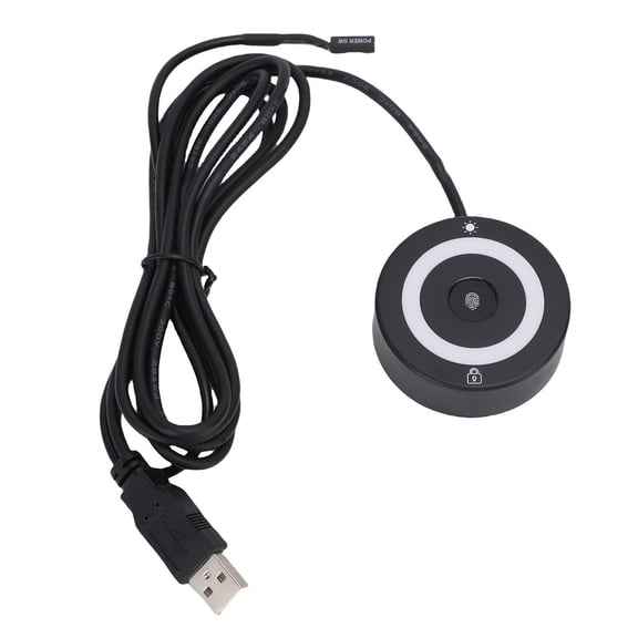 BIMZUC Portable USB Fingerprint Reader Support Windows 10 11 360 Degree Touch Biometric Scanner with RGB Light PC Power Switch Black