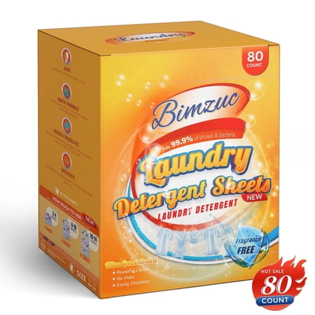 FVSA Power Laundry Detergent Sheets 80 ct,up to 160 Small Loads, Eco Ultra-Concentrated Unscented