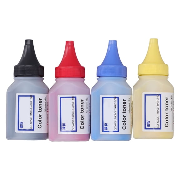 BIMZUC Premium 4-Color Toner Refill Kit High Yield Printer Powder Replacement for 406S Models Includes 4 Chips and 160ml Powder for Professional Crisp Output (13.7 inches / 35 cm)
