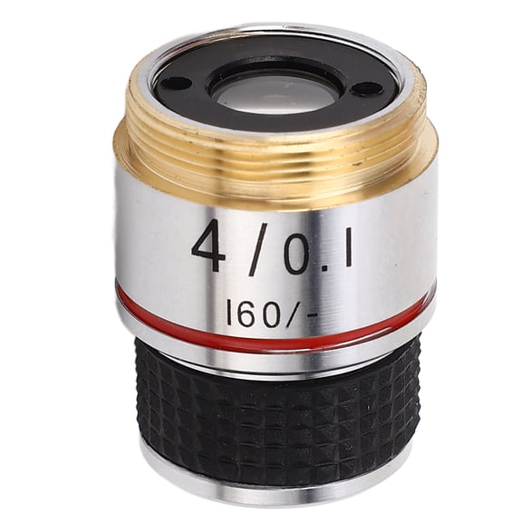 BIMZUC Premium 4X Achromatic Microscope Objective Lens, High-Quality Biological Microscope Accessory with Universal Standard RMS Thread, Brass and Stainless Steel Construction, Includes Storage Case