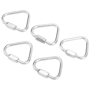 BIMZUC Premium Heavy Duty Triangle Locking Carabiner 3.5mm / 0.14 Inches Stainless Steel Quick Link Screw Lock Clip 150kg / 330.7lbs Load Capacity Pack of 5 for Outdoor Camping Hiking