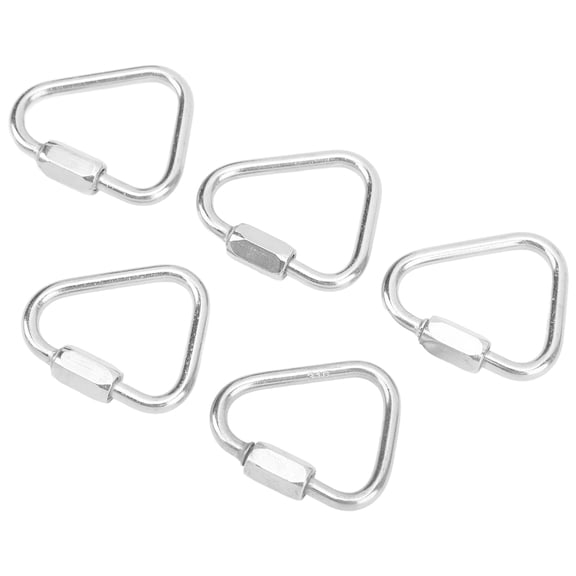BIMZUC Premium Heavy Duty Triangle Locking Carabiner 3.5mm / 0.14 Inches Stainless Steel Quick Link Screw Lock Clip 150kg / 330.7lbs Load Capacity Pack of 5 for Outdoor Camping Hiking