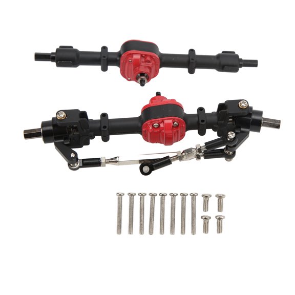 BIMZUC Premium RC Car Metal Front and Rear Axle Set Assembly Replacement Parts for MN D90 D91 99S FJ45 1/12 Scale Remote Control Truck Crawler Upgrade Accessories Black Red Colors