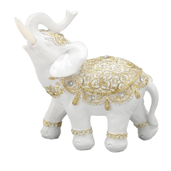 BIMZUC Premium Resin Elephant Statue – Lucky White Elephant Figurine for Home, Office, Entryway & Desk Décor