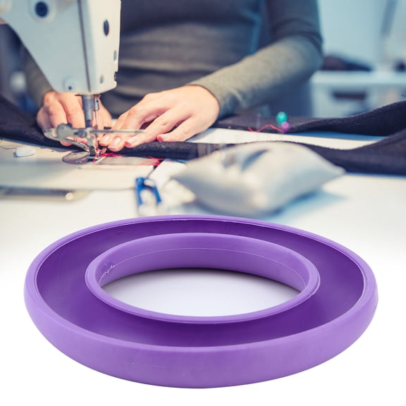 BIMZUC Premium Silicone Bobbin Holder Ring Sewing Machine Bobbin Box Organizer for Metal or Plastic Bobbins, Flexible Thread Saver Storage Ring Counter, Purple (5.3 inches / 13.5 cm)