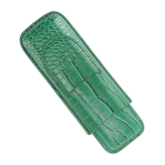 BIMZUC Premium Soft Leather Portable Cigar Case Holder Wear Proof Vintage Humidor Green Color 7.08 inches / 18 cm for Birthday Gifting Travel Accessory Lightweight Storage Box