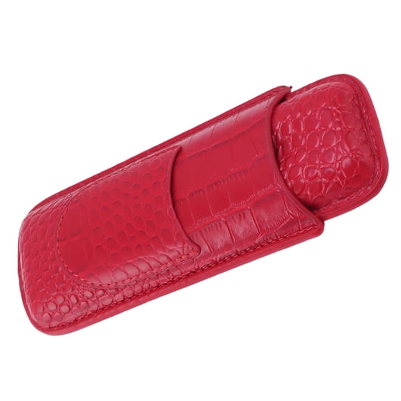 BIMZUC Premium Soft Leather Portable Cigar Case Holder Wear Proof Vintage Humidor Red Color 6.69 inches / 17 cm for Birthday Gifting Travel Accessory Lightweight Storage Box