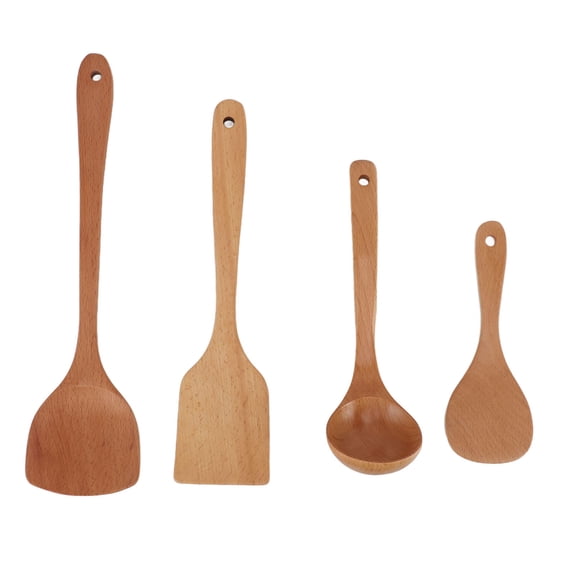 BIMZUC Premium Solid Wood Spatula NonSlip Handle, Wide Shovel Head, MultiPurpose Kitchen Turner with Hanging Hole