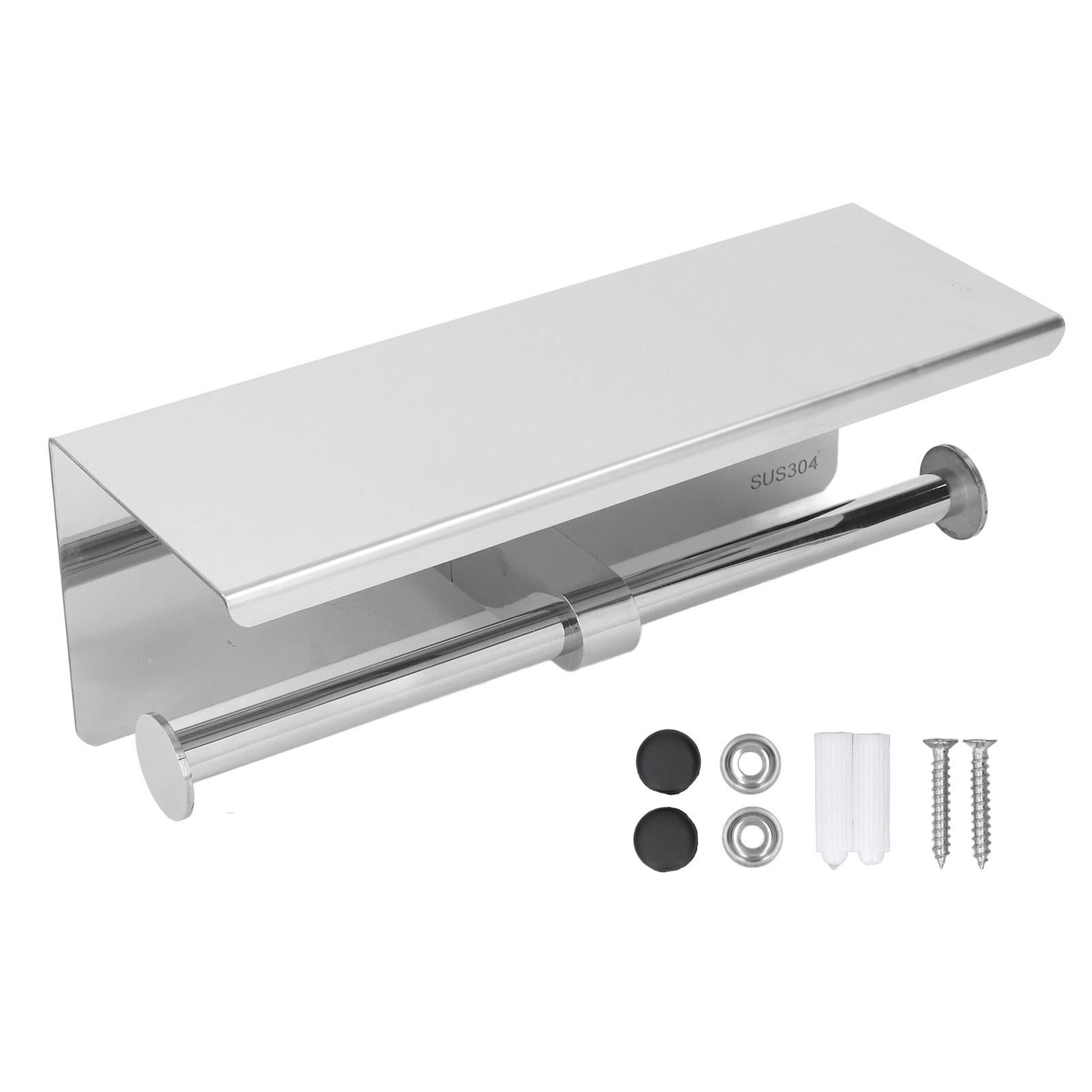 BIMZUC Premium Stainless Steel Toilet Paper Holder with Shelf – Self‑Adhesive, Punch‑Free Design for Bathroom, Kitchen, Living Room, and Bedroom