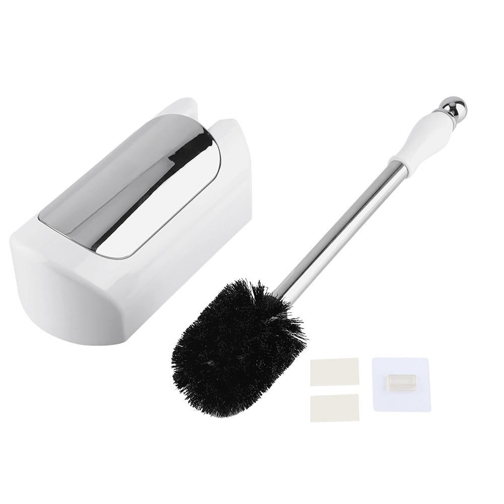 BIMZUC Premium Toilet Brush & Holder Set – Durable Stainless Steel Handle, Thick Plastic Bristles, Detachable Brush Head, Wall‑Mounting Adhesive, White