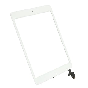 BIMZUC Premium Touch Screen Digitizer Universal Repair Parts Replacement Glass Panel Kit with IC Chip Assembly, Home Button and Pre-Applied Adhesive Tape Compatible with iPad Mini 1 and Mini 2, White