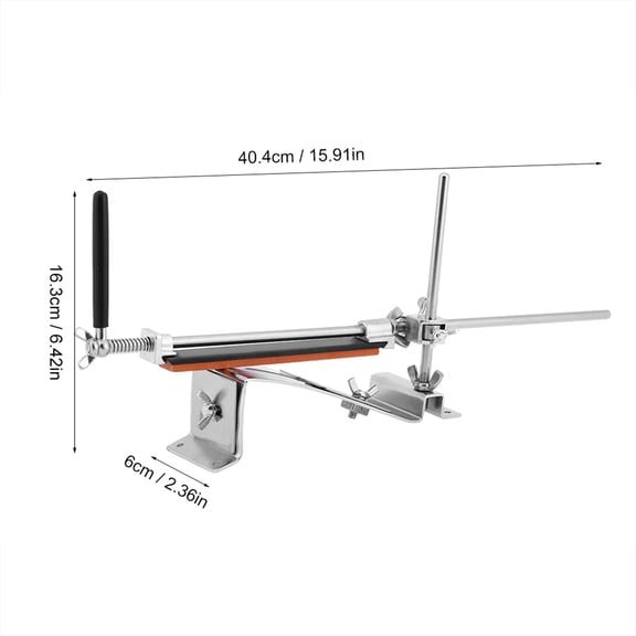 BIMZUC Professional Stainless Steel Fixed-Angle Knife Sharpening System with 4 Whetstones (120/320/600/1500 Grit), Safe Kitchen Knife Sharpener Tool for Scissors and Peelers (15.91 in / 40.4 cm)