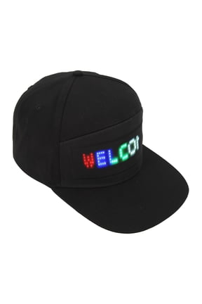 Programmable LED Cap Bluetooth App Controlled Customizable Message Display Hat for Outdoor Concerts Festivals and Parties Unisex Black 7.87 inches / 20 cm