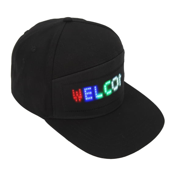 BIMZUC Programmable LED Cap Bluetooth App Controlled Customizable Message Display Hat for Outdoor Concerts Festivals and Parties Unisex Black 7.87 inches / 20 cm