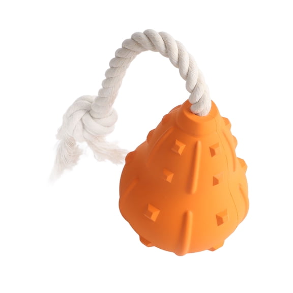 BIMZUC Pumpkin Pet Chewing Toy Durable Rubber Dog Teething Toy Interactive Play Biting Toy with Rope for Aggressive Chewers Medium to Large Dogs and Cats Washable Pet Toy (5.5 inches / 14 cm)