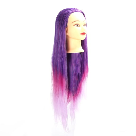 BIMZUC Purple Pink Gradient Color Mannequin Head with High Temperature Synthetic Hair for Cosmetology Hairdressing Practice Cutting Braiding Styling