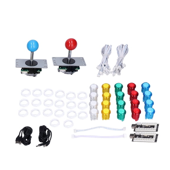BIMZUC QM070906 Two Player Arcade Game DIY Kit with LED Buttons 8-Way Joystick and Zero Delay Encoder Board PC Controller for Windows MAME 7.87 inches / 20 cm Length