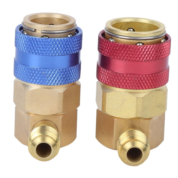 BIMZUC R134A Air Conditioning Quick Coupler 90 Degree Connector Adapter Accessories High Low Side AC Charging Couplers Quick Disconnect kit for Automotive HVAC Service 1.5 x 1.7 x 0.9 inches