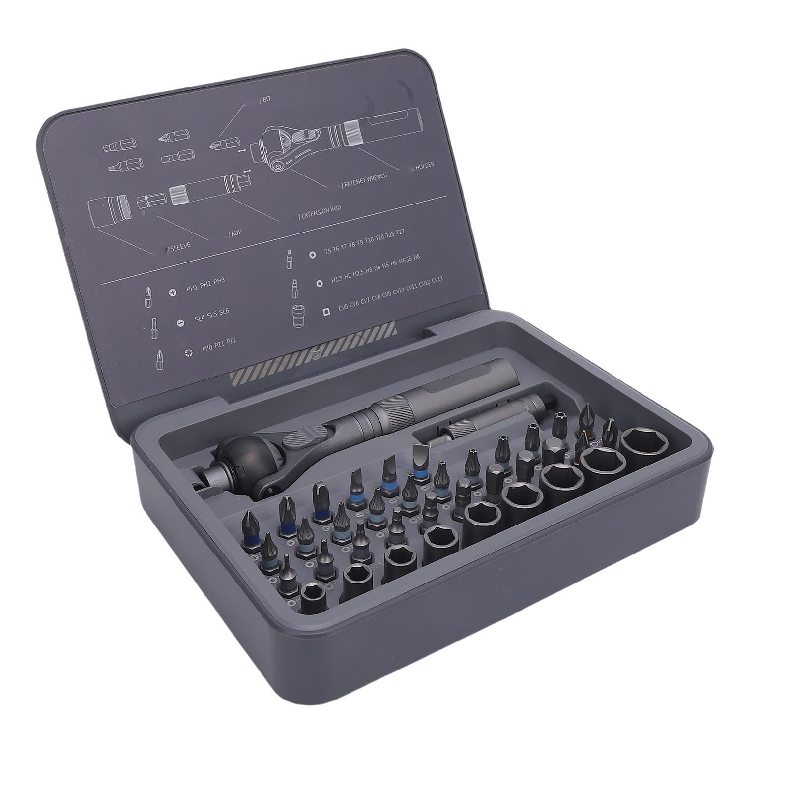 BIMZUC Ratchet Screwdriver Set 40 in 1 Design 45 Teeth Accurate 180° Universal Magnetic Screwdriver Set
