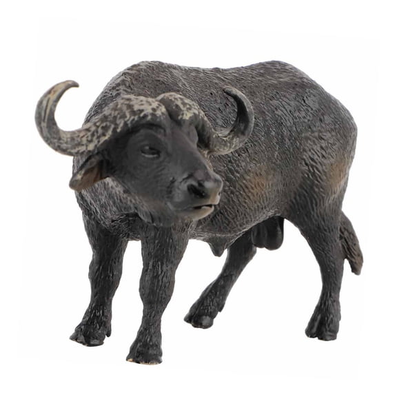 BIMZUC Realistic Simulation Buffalo Animal Model Figurine, Eco-Friendly Mini Plastic Buffalo Desktop Toy and Cognitive Educational Decoration for Kids and Collectors, Black 5.5 inches / 14 cm
