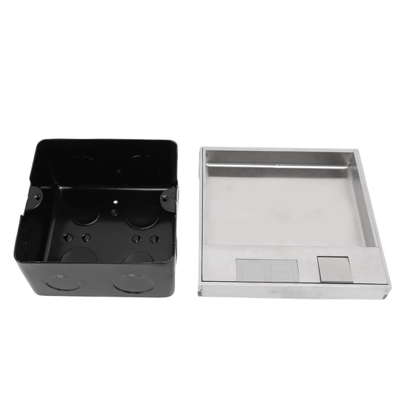 BIMZUC Recessed Floor Electrical Outlet Kit Flat Concealed 2 Prong 6 Holes Receptacle Waterproof Cover Box Silver for Tile Marble Carpet 110V