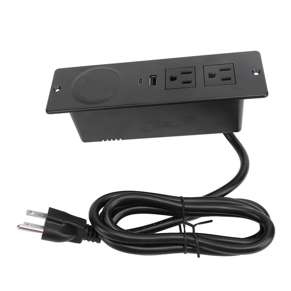 BIMZUC Recessed Power Strip 2 AC Outlets with 15W Wireless Charger Pad, PD 20W USB C & 18W USB A Ports, Desktop Embedded Outlet Built-in Power Socket for Home Office Furniture Desk Plug, Black