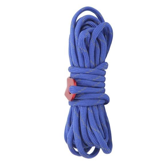 BIMZUC Reflective Guyline Tent Rope Thickened Windproof Camping Cord with Aluminium Alloy Buckle Blue - 4mm Thickness, 3.54 inches / 9 cm Pack Size For Outdoor Backpacking Tarps Canopies