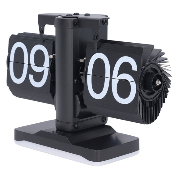BIMZUC Retro Flip Down Clock Innovative Light Luxury Simple Design Flip Clock with Ambient Lighting for Bedroom Bedside Home 24 Hour Model All Black Premium Decor 8.3 in / 21 cm