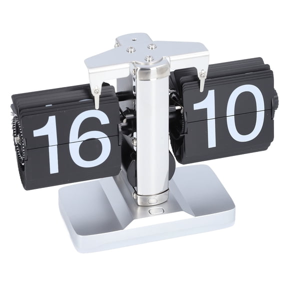 BIMZUC Retro Flip Down Clock Innovative Light Luxury Simple Design Flip Clock with Ambient Lighting for Bedroom Bedside Home 24 Hour Model Stainless Steel Black Leaf 8.3 in / 21 cm