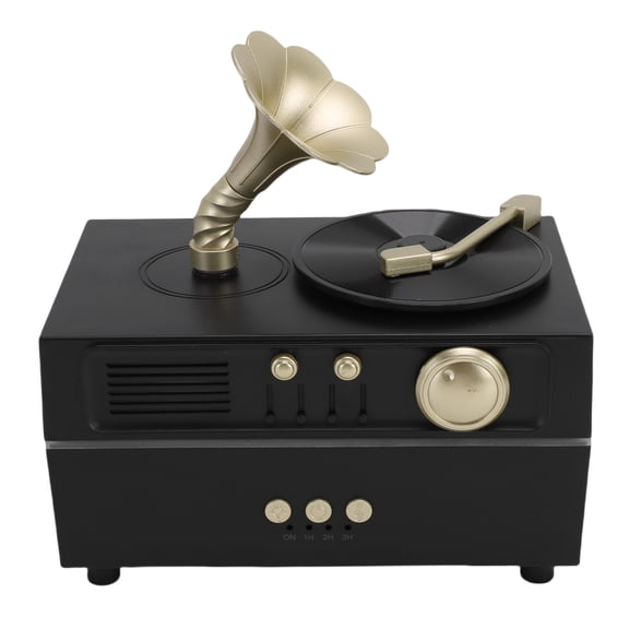 BIMZUC Retro Turntable Aromatherapy Diffuser Black USB Bluetooth Record Player Essential Oil Diffuser Mist Humidifier with Built-in Speaker and Remote Control for Home Office Bedroom Decor