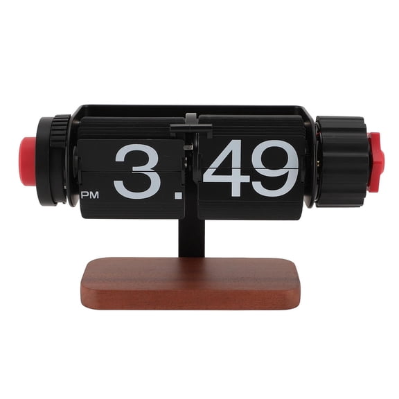 BIMZUC Retro Wooden Flip Clock Automatic Mechanical Desk Clock with Alarm, Elegant Minimalist Design