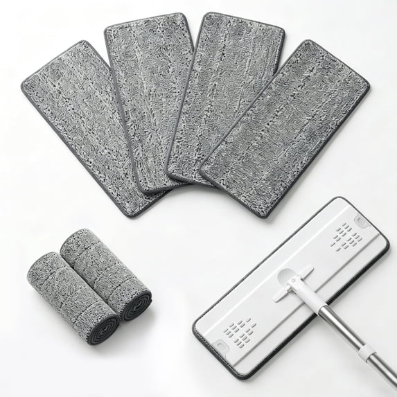 BIMZUC Reusable Mop Pads Refills, Floor Mop & Wet Mop Pads for Wet Jet, 12.99" x 4.92" 6-Pack Washable for All Floors