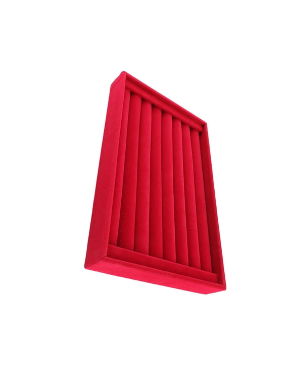 Rose Red Velvet Jewelry Display Storage Box Tray Case Organiser for Rings Tie Clip Earrings, 9.06 inches / 23 cm