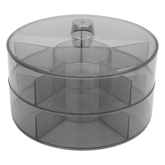 BIMZUC Rotating Serving Tray 2 Layers Large Capacity Plastic Snackle Box Container Transparent Gray 11.22 inches / 28.5 cm
