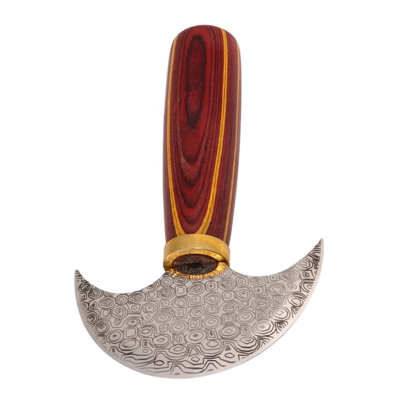 BIMZUC Round Leather Knifes High Carbon Steel Polished Hardwood Handle Edge Skiving Leathercraft Tools For Professionals And Hobbyists Small
