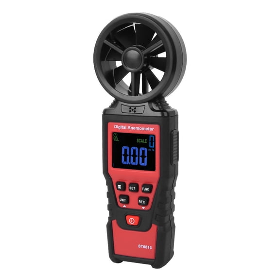 BIMZUC ST6816 LCD Handheld Digital Anemometer Wind Speed Temperature Meter Tester High Precision Airflow Sensor for HVAC Sailing Drone Fishing 9.84 inches / 25 cm Length 11 oz Lightweight