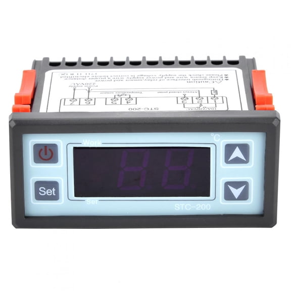 BIMZUC STC-200 Digital Microcomputer Thermostat Temperature Controller with Refrigeration and Heating Functions, -40 to 99 Celsius Range, 220VAC ABS Alarm System for Seafood Machines