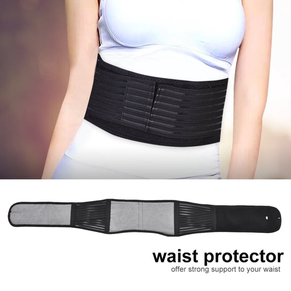 BIMZUC Self Heating Magnetic Therapy Waist Belt Back Brace Lumbar Support Breathable Unisex Black XL