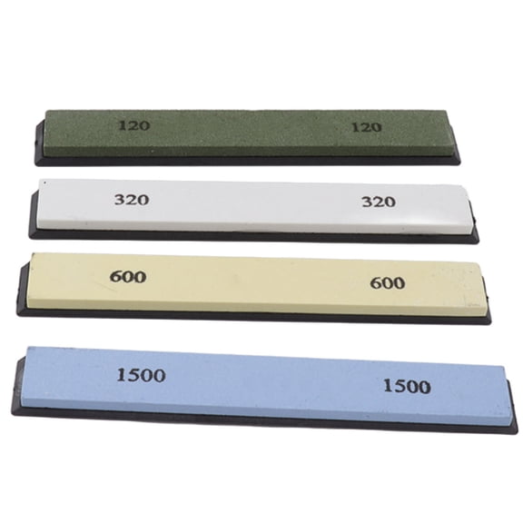 BIMZUC Sharpening Stone Whetstone Set Premium White Corundum 4 Side Grit 120 320 600 1500 Professional Knife Sharpener for Kitchen Cutlery and Fishing Knives (5.9 inches / 150 mm)
