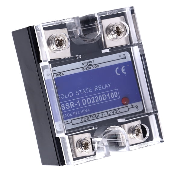 BIMZUC Single Phase Solid State Relay SSR-1 Module, 3 to 32VDC Input to 5 to 220VDC Load, High Performance 100 Amp Capacity DC to DC Electrical System Relay, 1 Pack