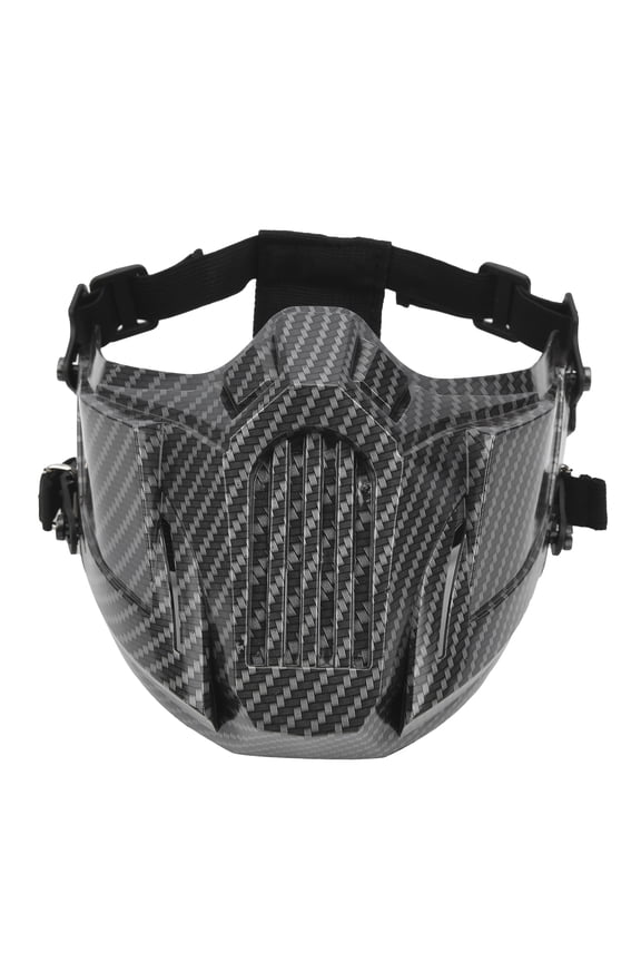Skull Half Face Cover Guard Tactics Mouth Nose Protection Shield Gray Carbon Fiber Texture for CS Outdoor Game (7.1x5.1 inches / 18x13 cm)