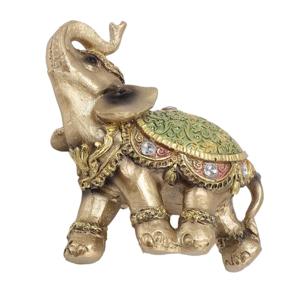 BIMZUC Small Elephant Statue Wealth Lucky Feng Shui Figurine Home Decor House Warming Present TV Cabinet Entryway Decoration Resin Green 4.72 inches / 12 cm for Living Room Bedroom Office Gift