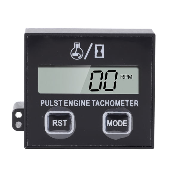 BIMZUC Small Engine Digital Tachometer Waterproof LCD Hour Meter Gauge for Motorcycle Golf Cart ATV Yacht Chainsaw Built-in Battery Universal Fitment Black