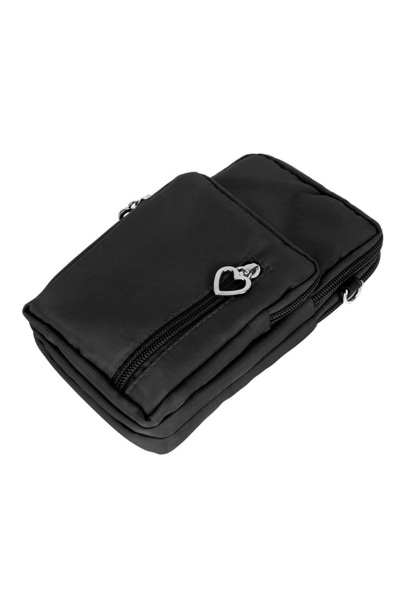 Small Side Shoulder Bag Multiple Pockets Sling Backpack Cell Phone Purse Travel Black (7.5x3.9x2.4 in / 19x10x6 cm)