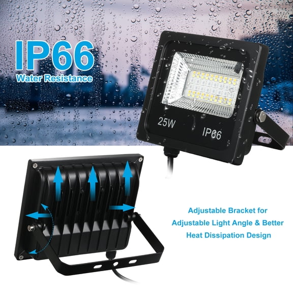 BIMZUC Smart RGBCW LED Flood Light Outdoor Lamp, 25W 56LEDs IP66 Waterproof Bluetooth Stage Lighting with Remote Controller App Control for Backyard Patio Garden Party (25W / 6.89 in)