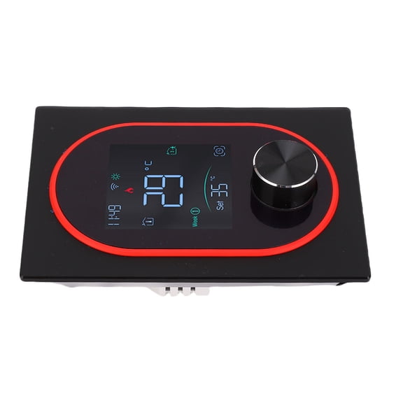 BIMZUC Smart Room Thermostat 2.4GHz WiFi Temperature Controller for Electric Heating Mobile APP Touch Screen and Knob Control, 5.9x3.9x3.1 inches / 15.0x10.0x8.0 cm Black