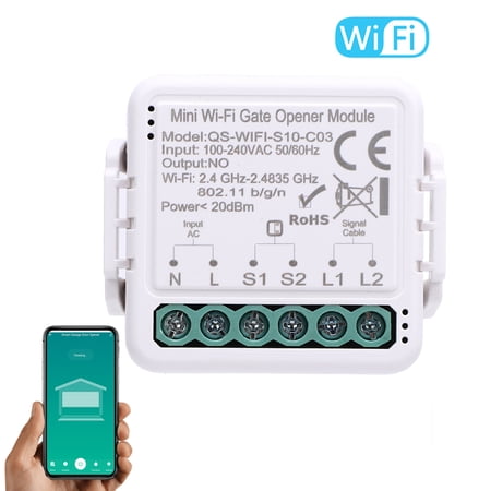 BIMZUC Smart Wi-Fi Garage Door Opener Module Tuya APP Voice Control Mini Gate Opener QS WIFI S10 C03